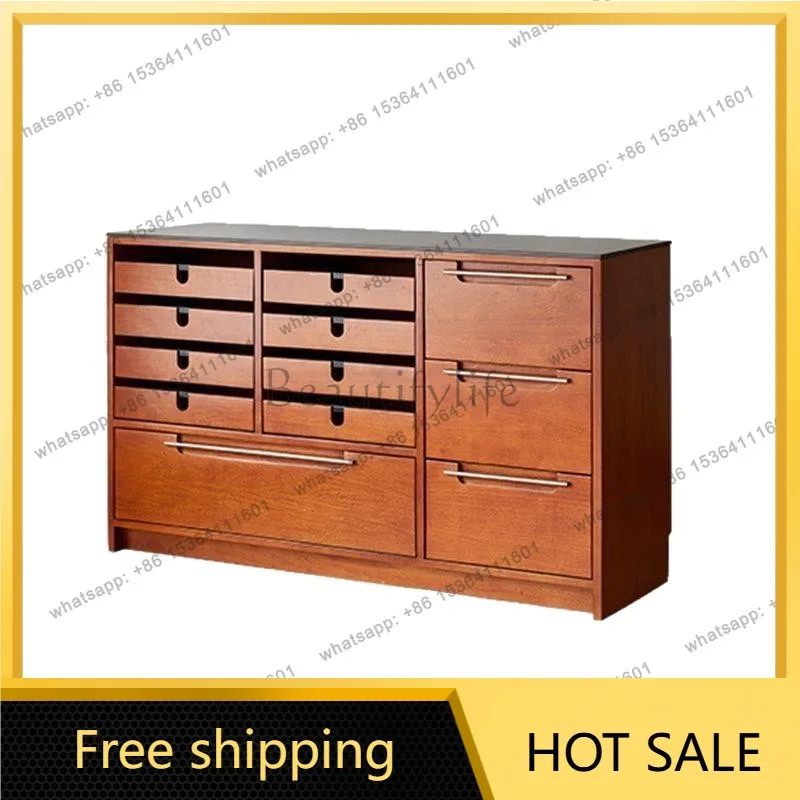 LS dining side solid wood retro low cabinet integrated wall small apartment living room kitchen storage locker