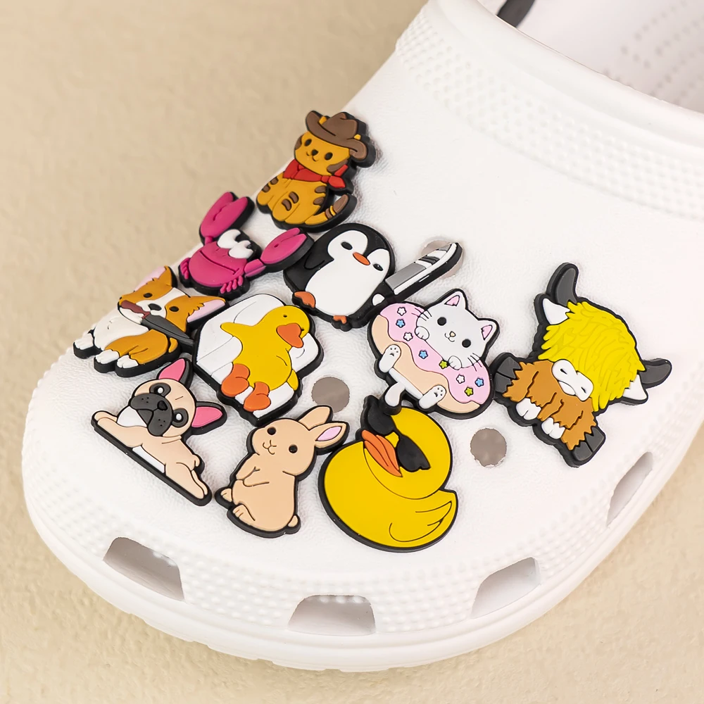 1/10/12/25PCS Cute Animal Shoe Charms,Cat Duck Accessories Pins for Sandals,Panda Cow Dog Shoes Clog Buckle Decoration image 6