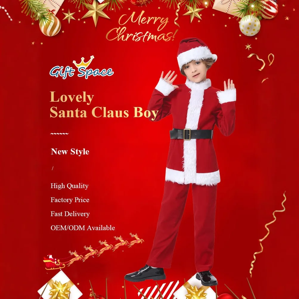 

Boys Santa Claus Father Christmas Set Clothing Set Children's New Year Clothing Set Kids Child Christmas Cosplay Costume