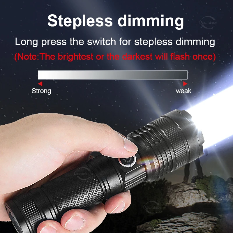 1000000 Lumens High Power LED Flashlight USB Rechargeable Tactical Flashlight Outdoor Portable Camping Lantern Powerful Torch