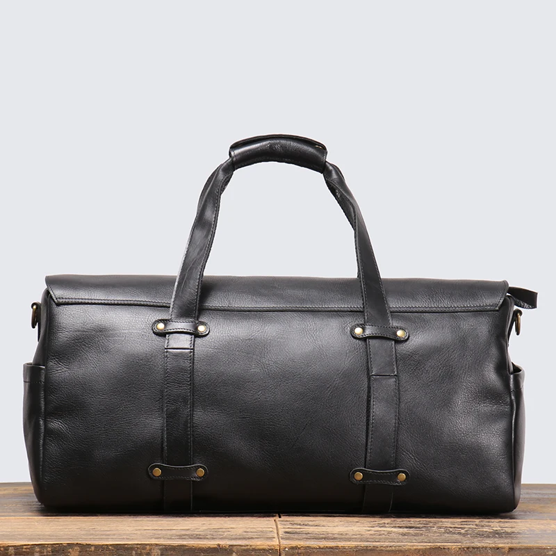 LUOKIR Vintage New Men's Cowhide Tote Travel Bag Genuine Leather One Shoulder Crossbody Bag Large Capacity Duffle Bag