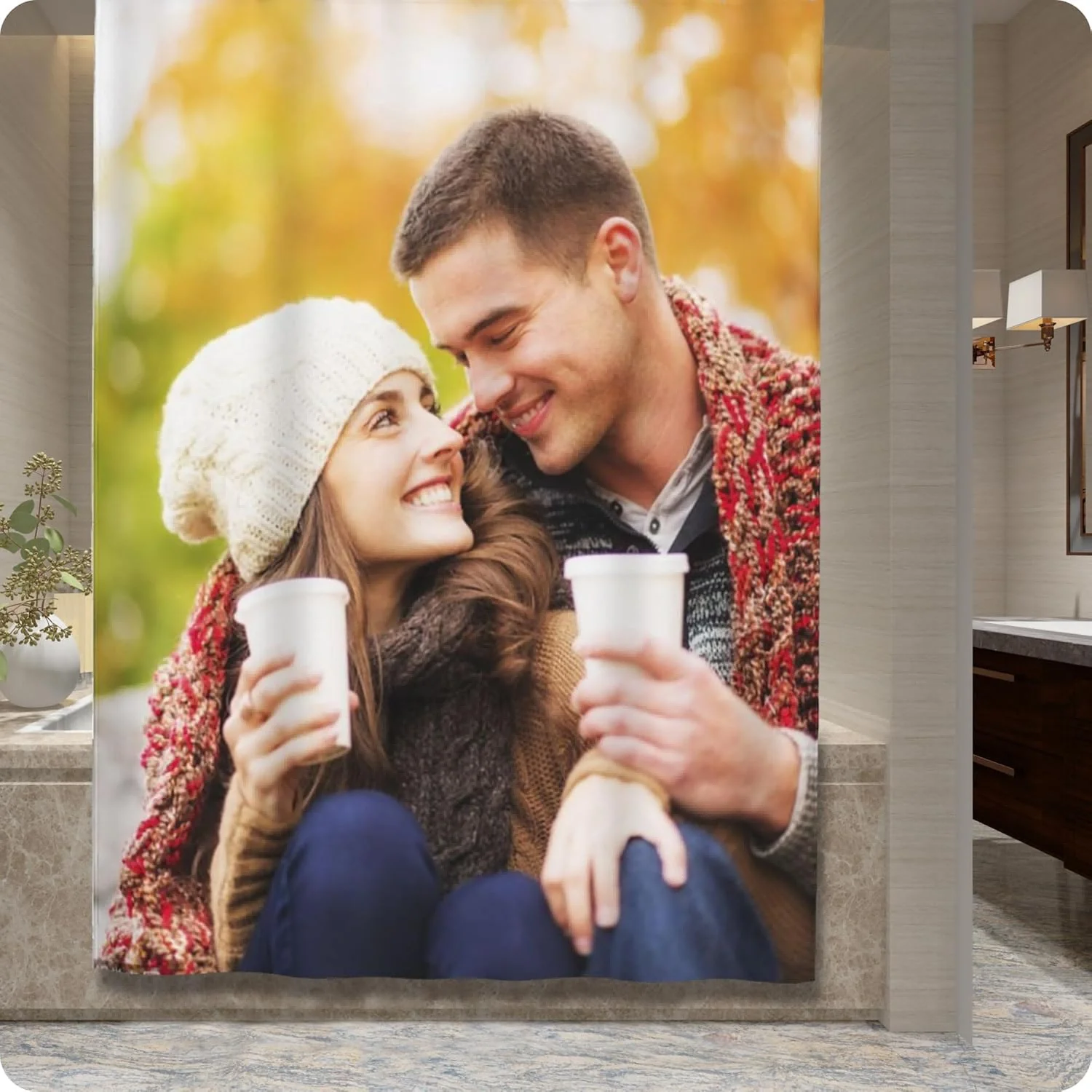 Custom Photo Shower Curtain Waterproof Polyester Fabric Personalized Image Text Logo Bath Curtain Bathroom Screen With Hooks