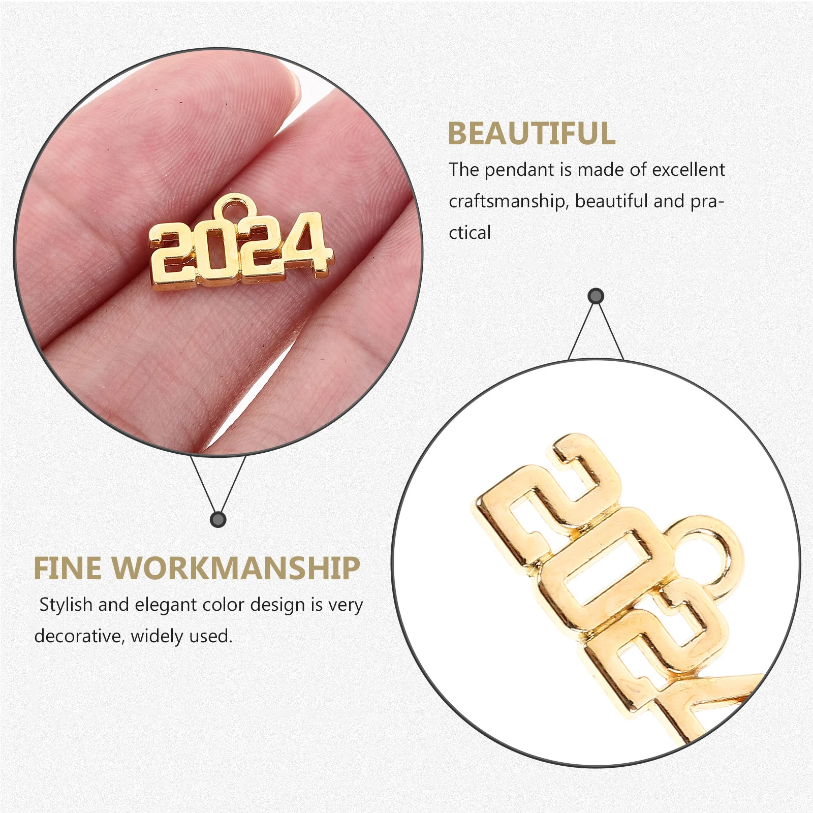 

100 шт. металлических подвесок-цифр 2024 из сплава для изготовления украшений, поделок, браслетов, ожерелий, брелоков, декоративных элементов