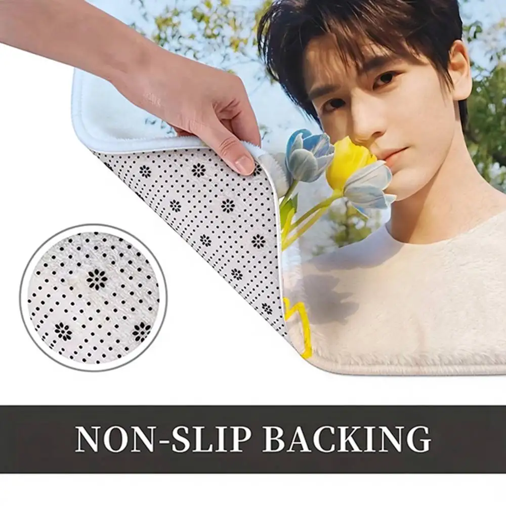 Sunshin Actor Z-Zhang Ling-he Home Decor Short Plush Floor Mat, Non-Slip & Easy to Clean for Multi Doorways