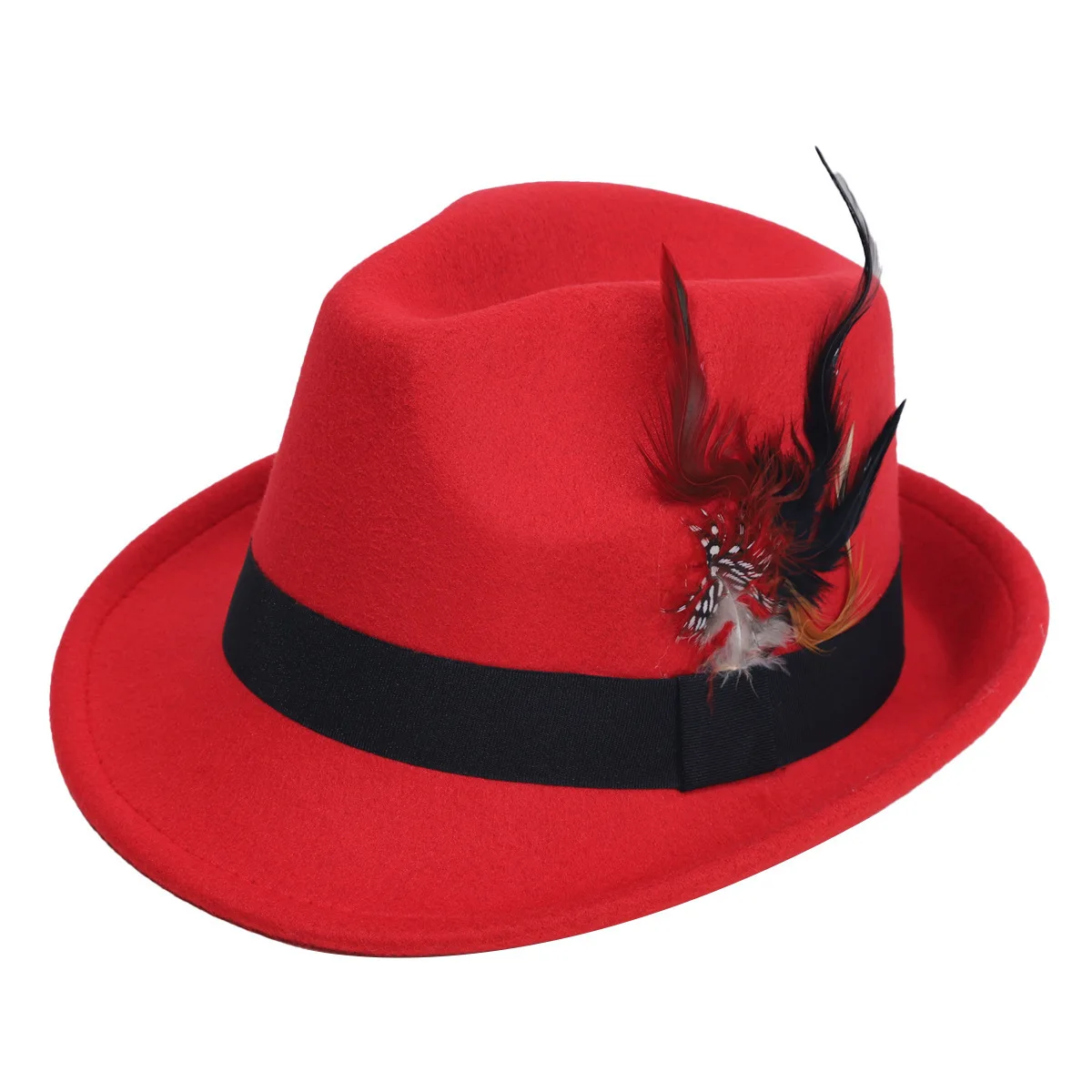 حار بيع ريشة أفضل قبعة النمط البريطاني ورأى قبعة عصرية ومتعددة الاستخدامات الصوفية الرجعية شهم قبعة الجاز للرجال والنساء #4