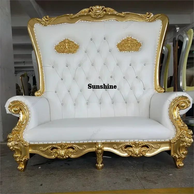 European Modern Style Banquet Wedding Furniture Hotel Luxury Crown Royal Princess High Back Gold Silver Throne Thrown Chairs