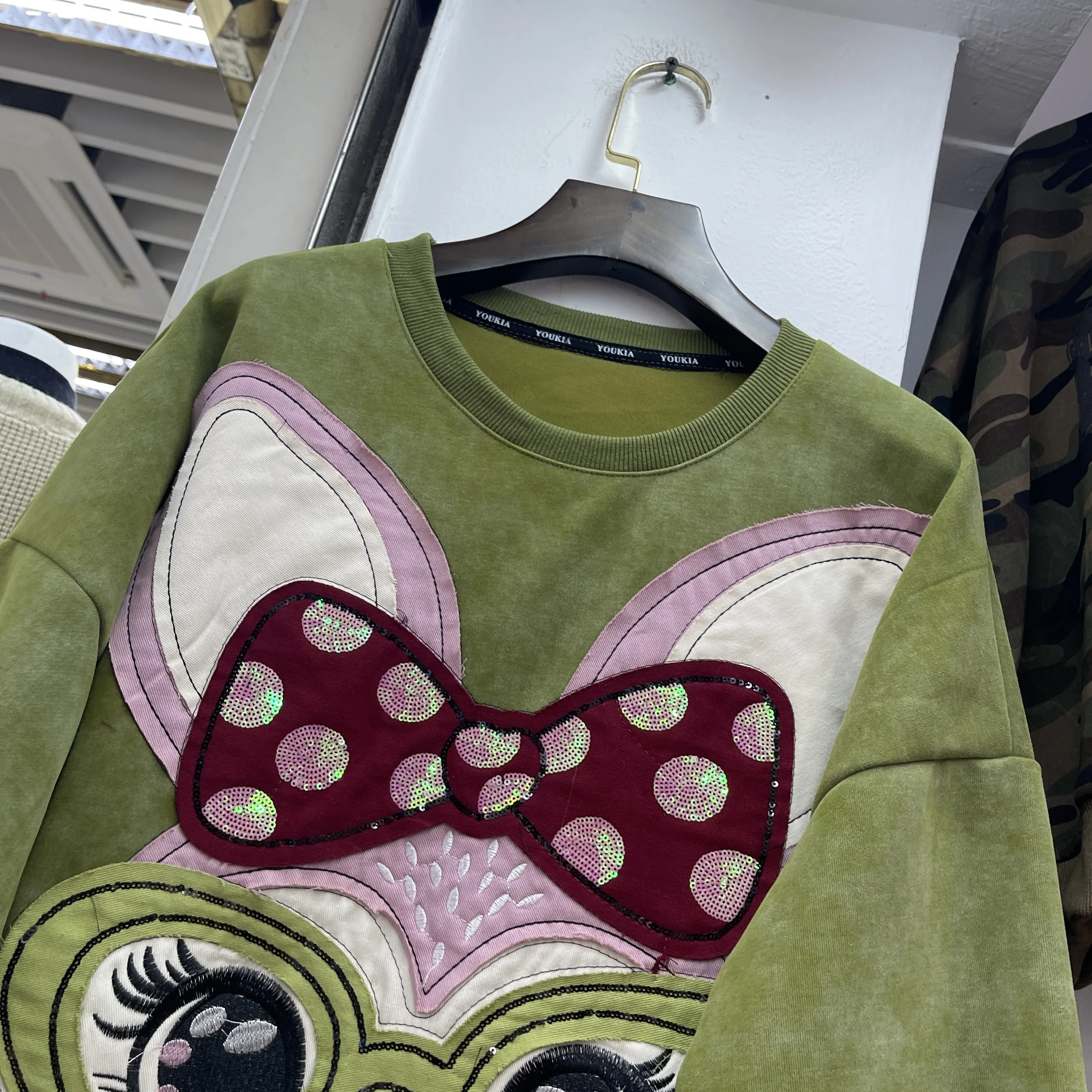 2025 New Autumn Trendy Brand Rabbit Cartoon Oversized Tops Round Neck Fashion Loose Sweatshirt Kawaii Clothes Streetwear Women