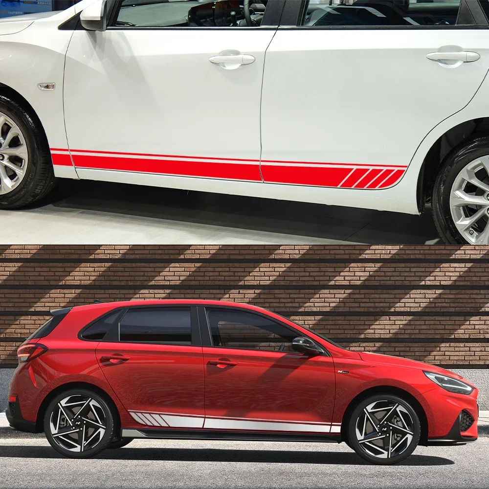 2Pcs Car Decals For Hyundai i30 I30N N-Line GDI MK3 Racing Sport Stripe Style Side Door Vinyl Stickers Auto Tuning Accessories view 3