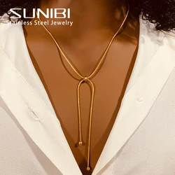 Korean Adjustable Stainless Steel Necklace for Women High Quality Design Gold Color Snake Chain Jewelry Wholesale Dropshipping