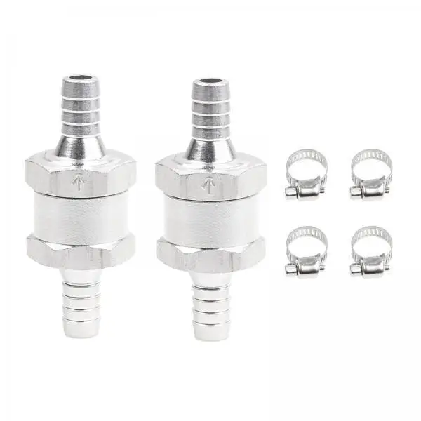 Aluminium Fuel Check Valve Non Return Petrol Oil Liquid Inline Valve with Clamps for Low Pressure Systems