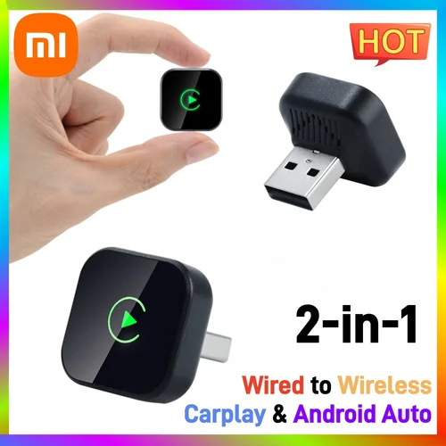 Imagen 1 del producto Xiaomi-dongle CarPlay inalámbrico, adaptador inalámbrico Android Auto, sistema inteligente 2 en 1, caja inteligente AI para coche con CarPlay con cable