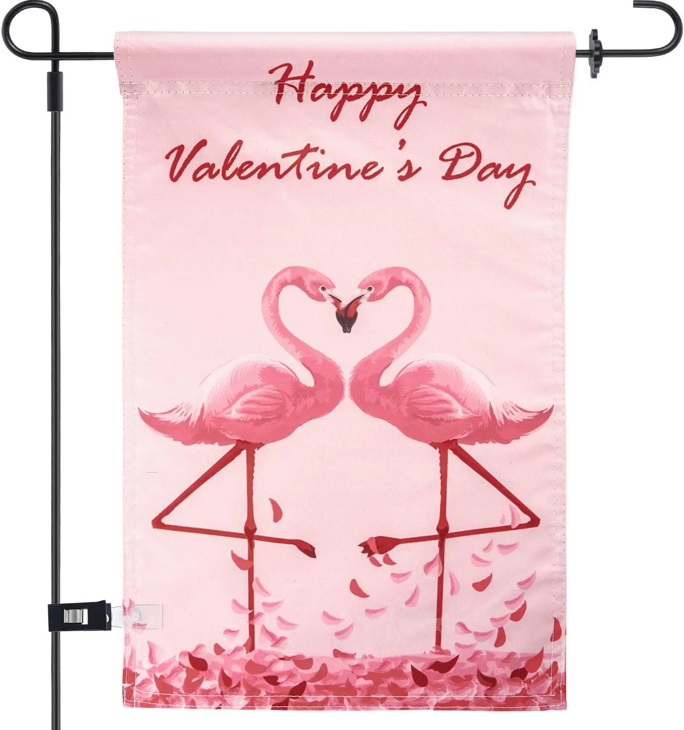 Chuangdi Garden Flag Decorative Valentine Day Heart Garden Flag with 1 Rubber Stopper and 1 Clear Anti-Wind Clip (12 x 18 Inch)