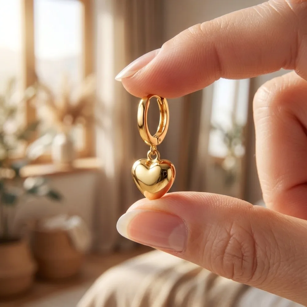 Simple Alloy Heart-Shaped Earrings Minimalist Personality Dangle Drop Earrings Fashion Ear Cuff Daily Wear