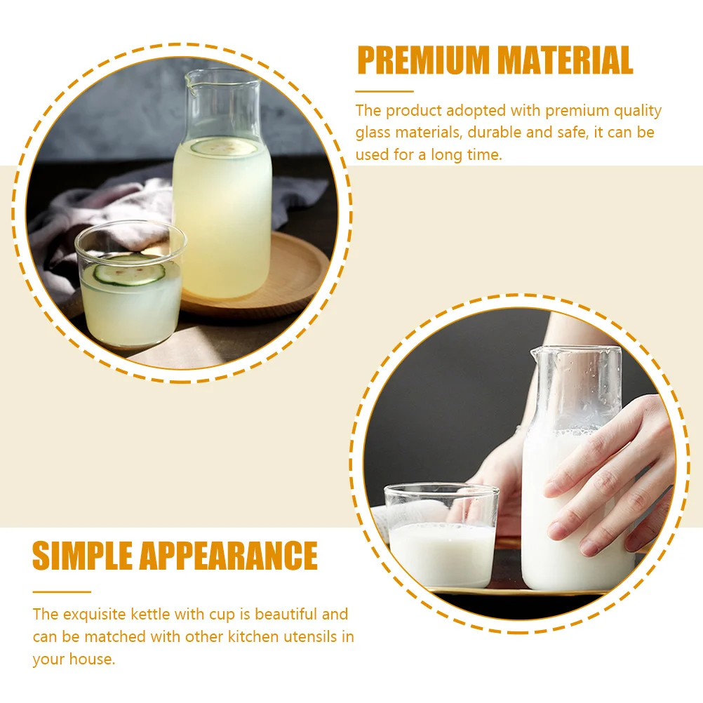 

1Set Glass Water Jug Transparent Multi-Function Household Milk Tea Juice Container Home Supply Juice Jug Household Milk Cup