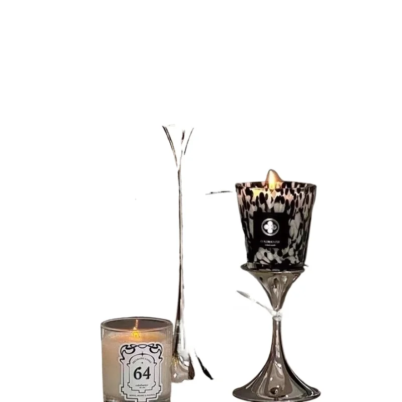 

Simple light luxury high-end silver candlestick ornament, model room sales office living room soft decoration
