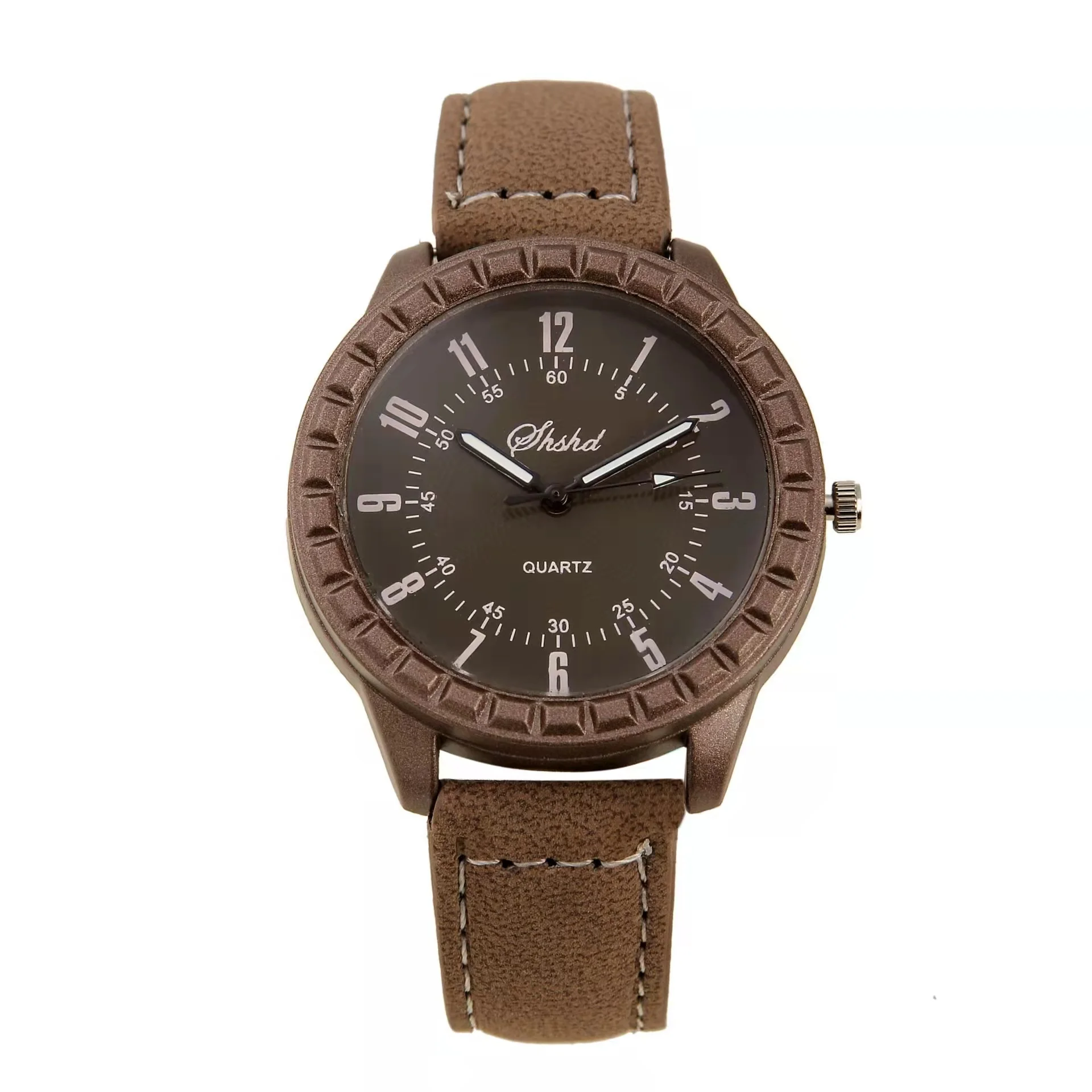 WOKAI fashion casual wood grain couples watch Men and women belt quartz watch student boys and girls clock retro