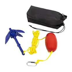 Folding Grapnel Boat Anchor Grappling Hook Anchor Kayak Accessories with 5M Rope Folding Anchor Kit for Dinghies Ski Kayaking