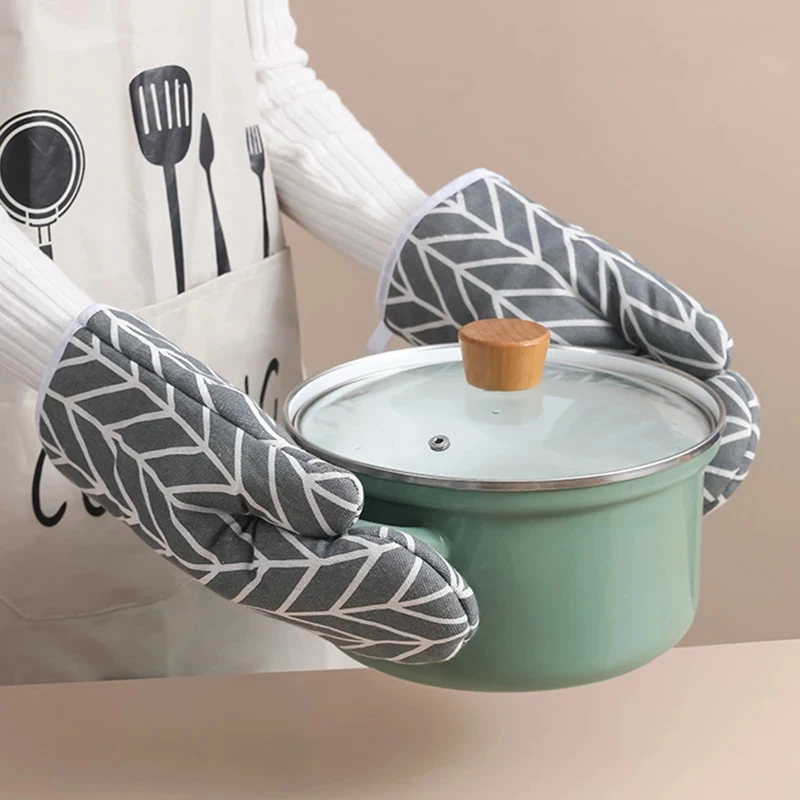 Thick Heat Resistant Oven Mitts Floral Printed Anti-scald Microwave Gloves Non-slip Insulated Kitchen Baking Cooking Heat Proof