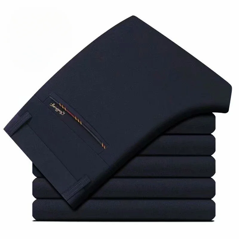 Classic Black Suit Pants for Men, Non-Ironing Stretch Slim Fit Dress Pants Black Navy Blue Business Casual Trousers Size 28-40