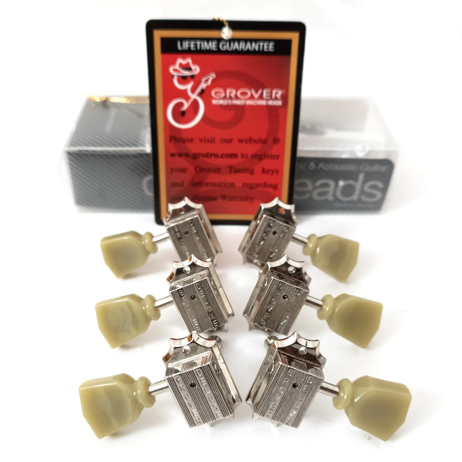 Vintage Deluxe Guitar Tuning Pegs 3L3R Chrome Machine Heads Tuners Keys Made in Taiwan view 2