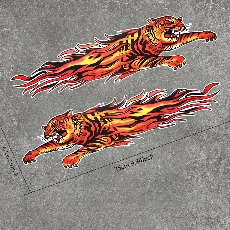 Reflective Tiger Flame Vinyl Sticker Waterproof Decals Scratch Cover for Car Door Motorcycle Body Decor