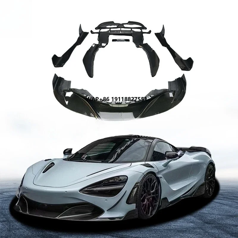 Dry Carbon Fiber Hood Side Skirts Car Fenders Front Lip Rear Diffuser Spoiler Wing Body Kit for 720S RYF Style Kit