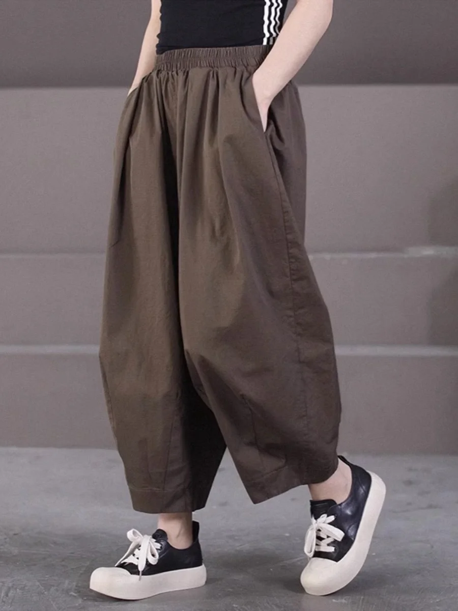 

Широкие брюки-фонарики женские, больших размеров, повседневные, с высокой талией, длиной до щиколотки, свободного кроя, комфортные, с эффектом стройности