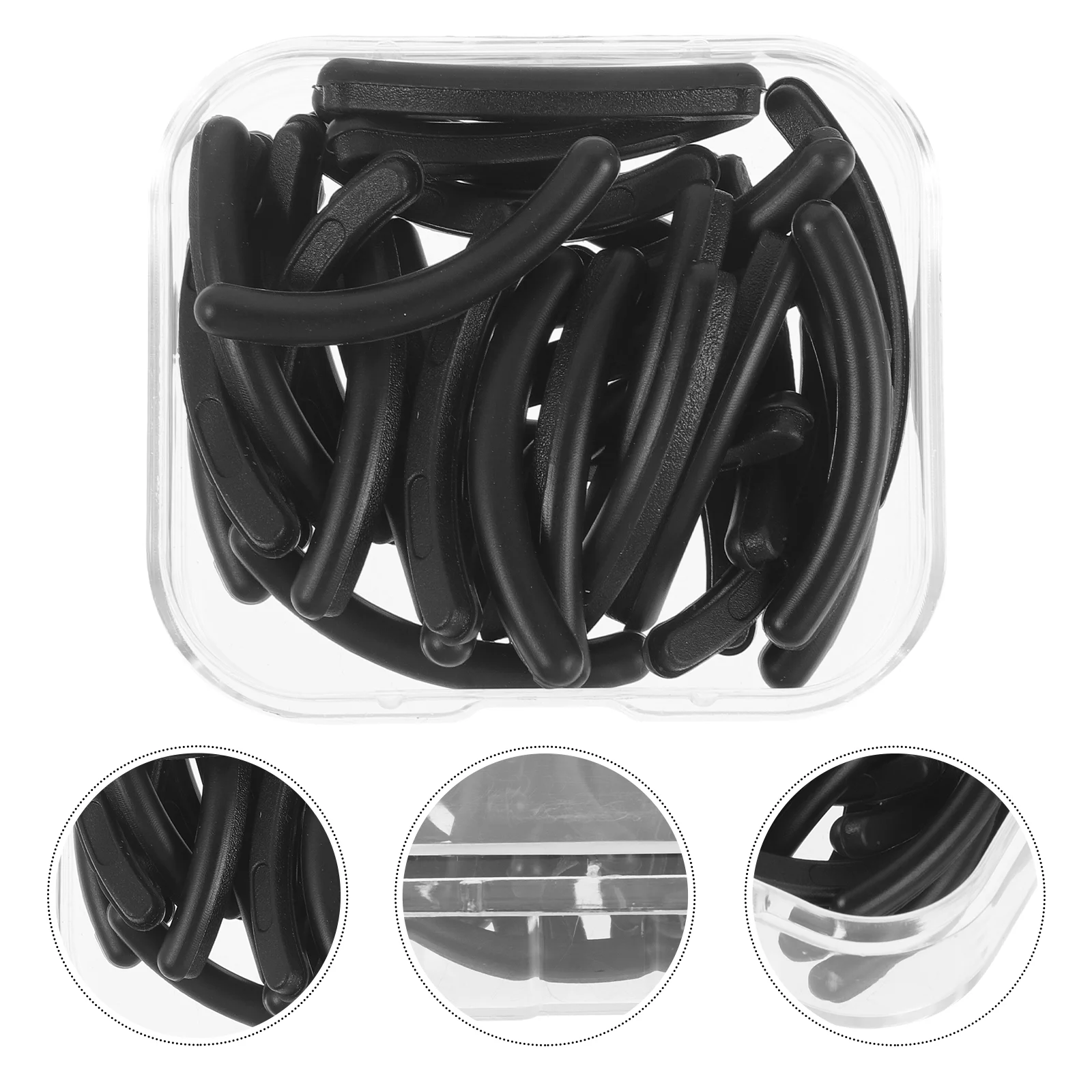 Eyelash Curler Replacement Pads Elastic Silicone Strips (Black 30 + Packing Box) 31pcs Refills Tweezers Supplies Silica Gel