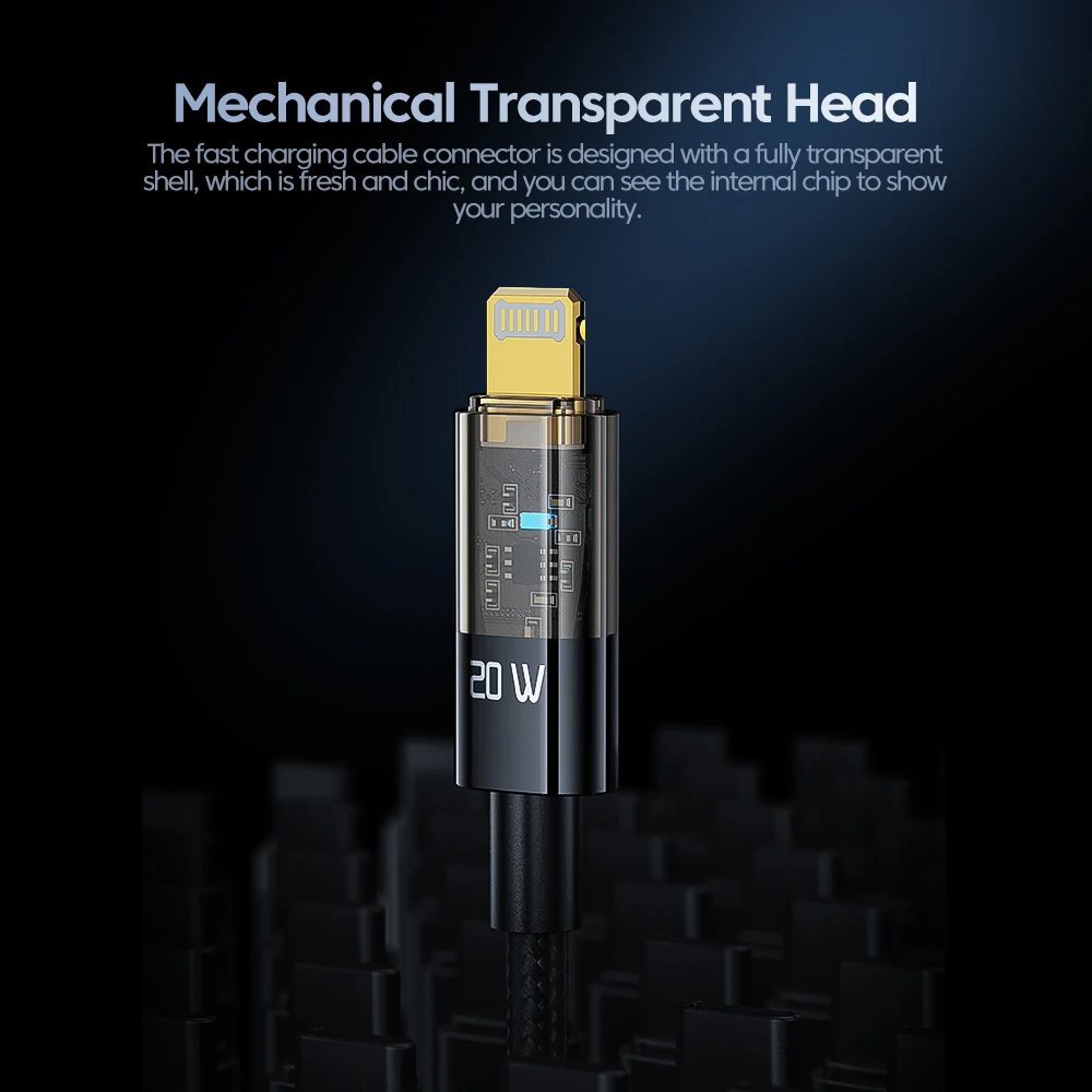Toocki 6A 100W Transparent Type-C Cable 480Mbps Data Transmission Fast Charging USB C Cable For Samsung Huawei Xiaomi Phones Lap