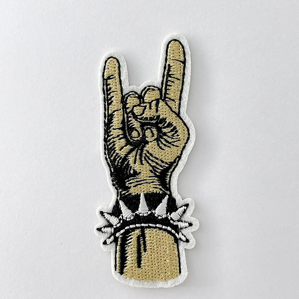 Rock Gesture Band Iron on Patches Cloth Badge Mend Decorate Patch Clothes Apparel Sewing Decoration Applique Cover Repair Hole