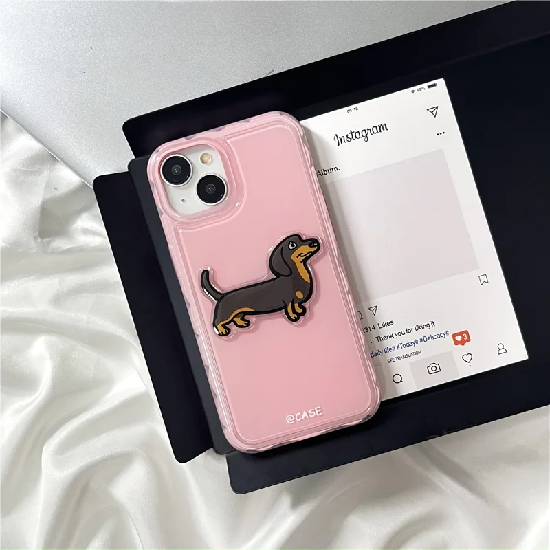 Candy Colored Jelly Shell Sausage Dog Phone Case for IPhone 12 Case for IPhone 13 14 15 Pro Max Liquid Silicone Cover  Fundas