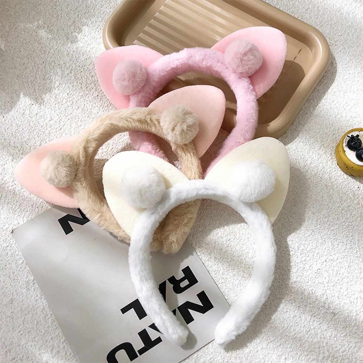 1pc cute cat ears plush headband face wash female princess fairy hairpin headband hair ornament