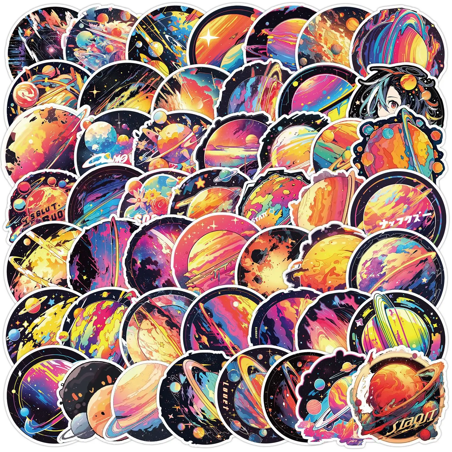 50Pcs Colorful Starry Sky Series Graffiti Stickers Suitable for Laptop Helmets Desktop Decoration DIY Stickers Toys Wholesale