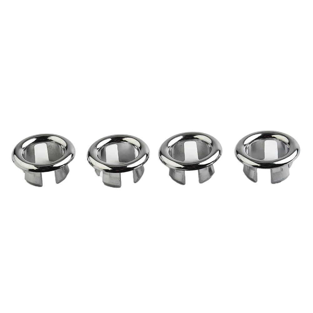 4PCS  Bathroom Hole Washbasin Trim Sink Overflow Cover Ring Insert Replacement Chrome Hole Round Drain Cap Accessory