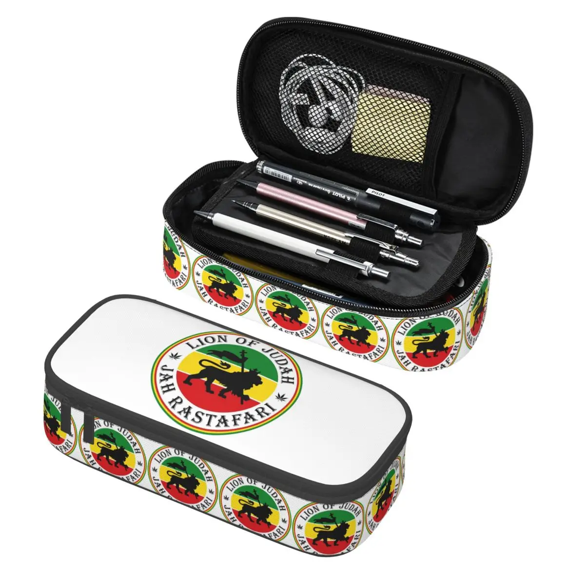 

Rasta Lion Of Judah Star Of David Pencil Cases Pen Holder Storage Stationery Supplies Big Capacity Pen Box Pencil Bag Students