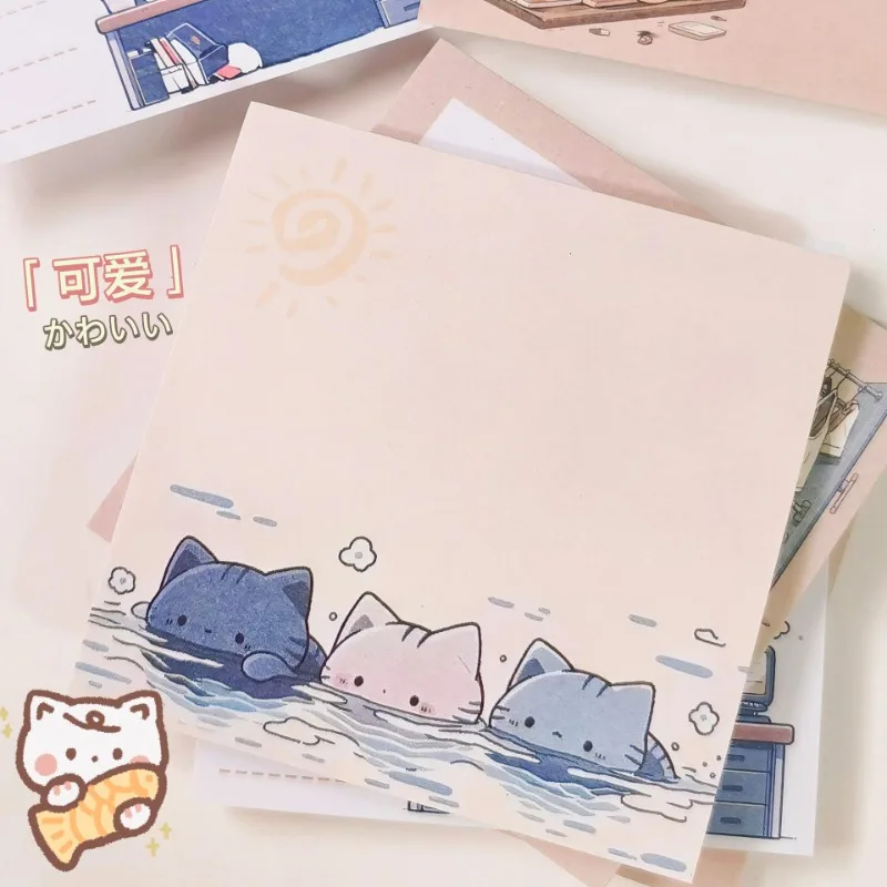 Leuke Cartoon Kat Scrapbooking Memo Pad Kawaii Japanse Anime Kitten Kladblok voor Kinderen Creatief Ontwerp School Briefpapier Opmerking