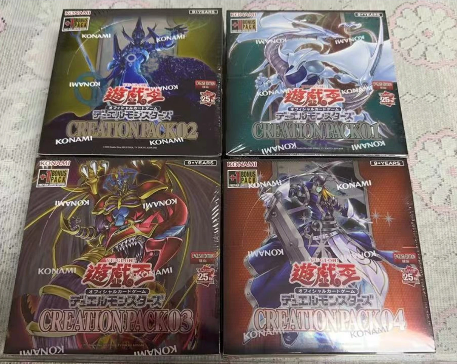 4Pcs Yugioh KONAMI CP01 CP02 CP03 CP04 Creation Pack CR01 CR02 CR03 CR04 Asian English Collection Sealed Booster Boxes