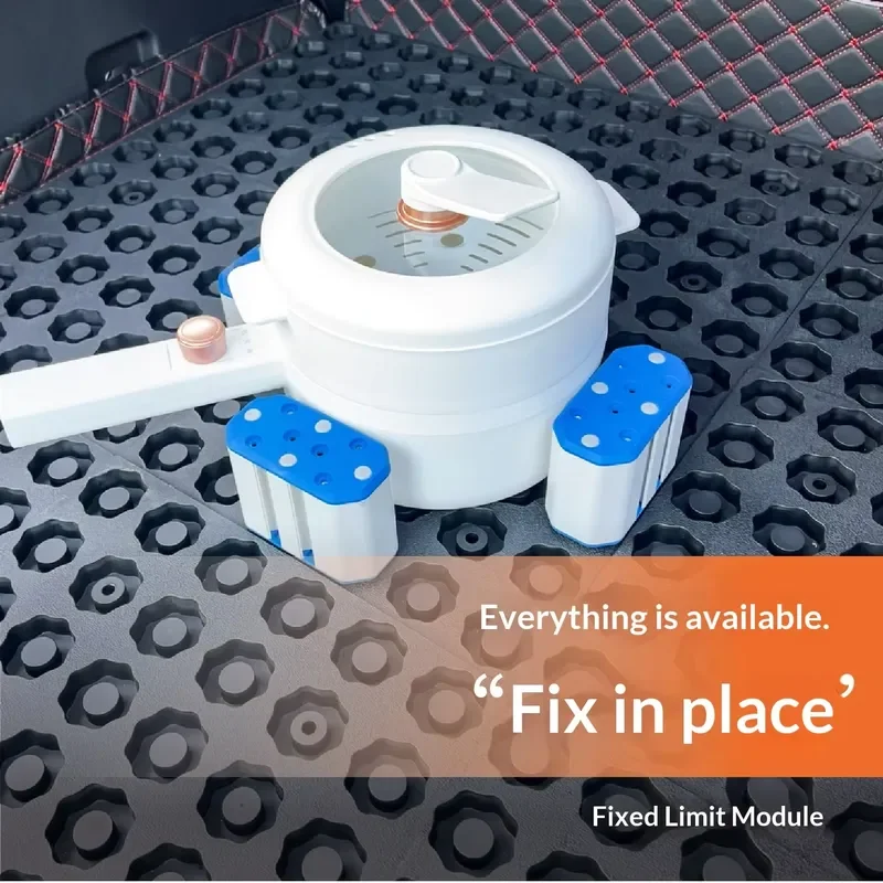 Modular Fast Assembly Quick Snap Non Slip Heavy Duty Mat Pad Blocks Retainer System Anti Roll Car Trunk Organizer