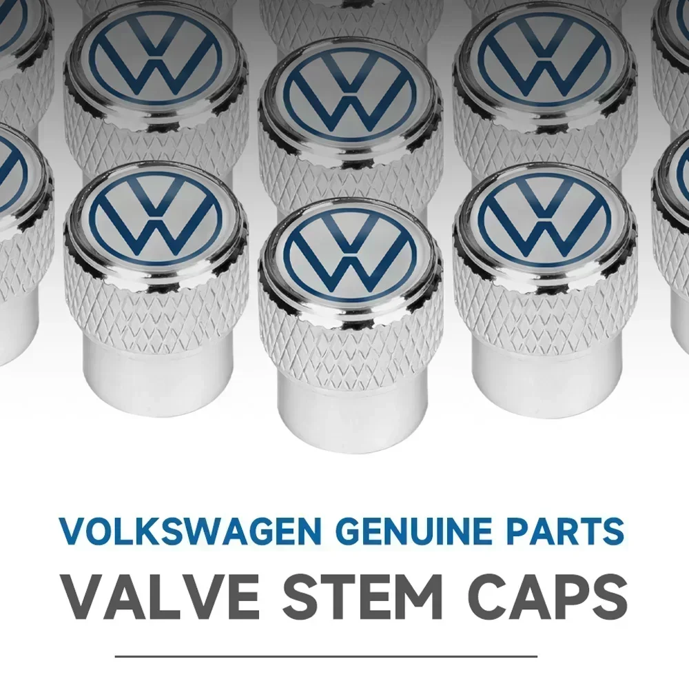 4Pcs Car Tire Valve Stems Cap Knurling Style Tire Valve Cap For Volkswagen GTI Polo Golf Passat Tiguan T-ROC Arteon Jetta Beetle