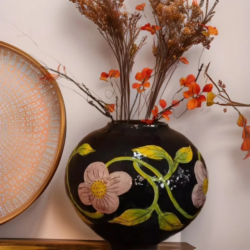 Ceramic vase, ceramic pot, hand-pulled billet flower arrangement, decoration, creative flower utensils, home ornaments