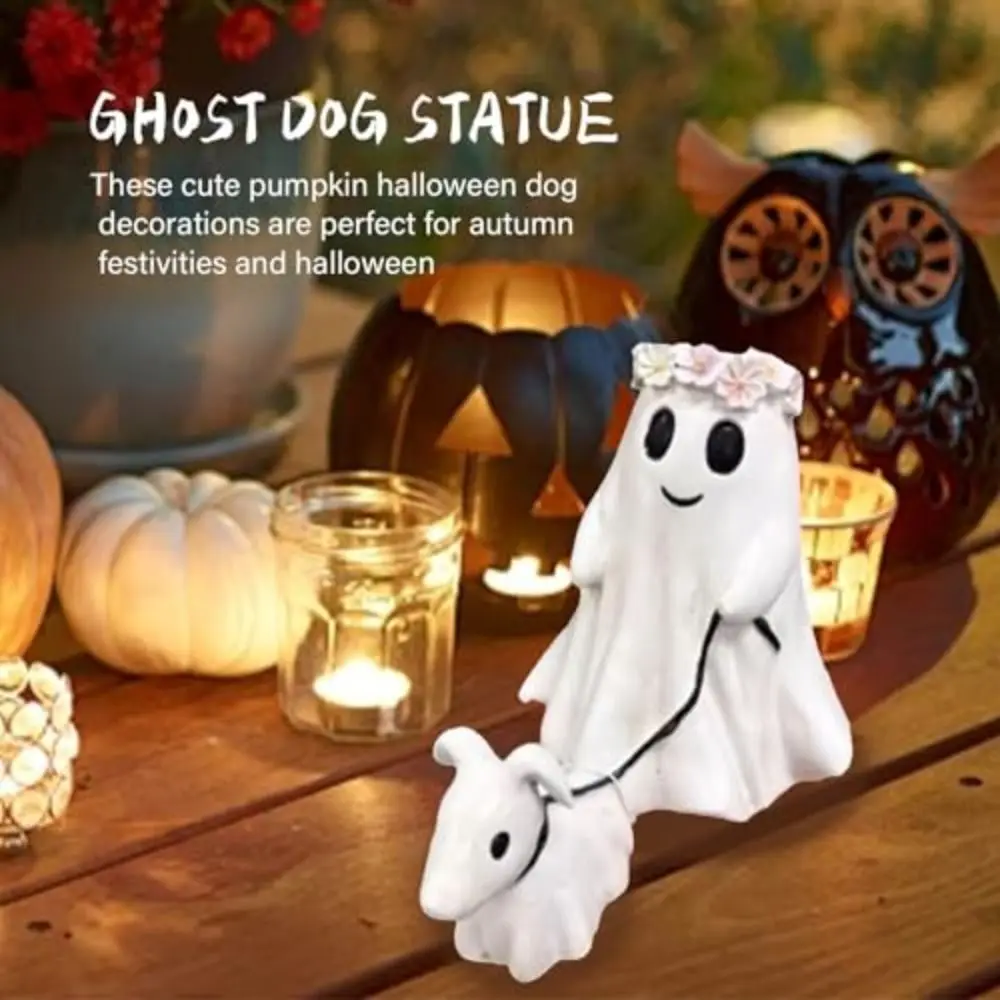 

Ghost Walking Ghost Walking Dog Statue Halloween Ghost Decor Ghost Dog Spooky Ghost Dog Halloween Figurine Indoor Outdoor