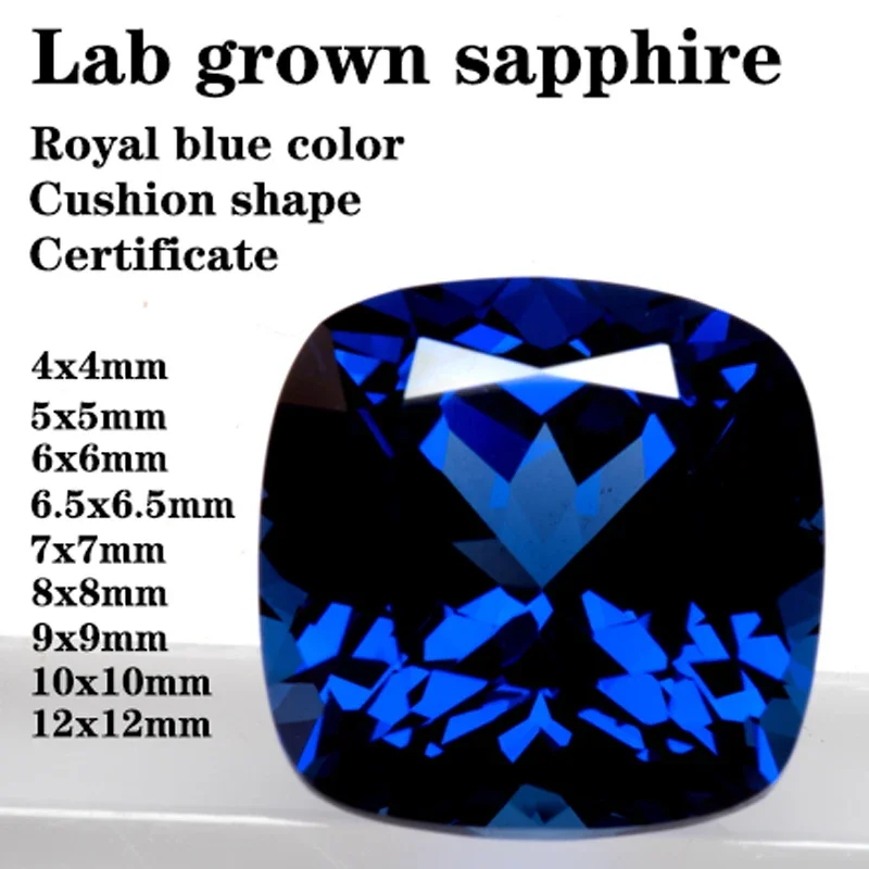 

Выращенный в лаборатории сапфир королевского синего цвета в форме подушки VVS1 DIY кольцо ожерелье серьги основные материалы сертификат подвески драгоценные камни