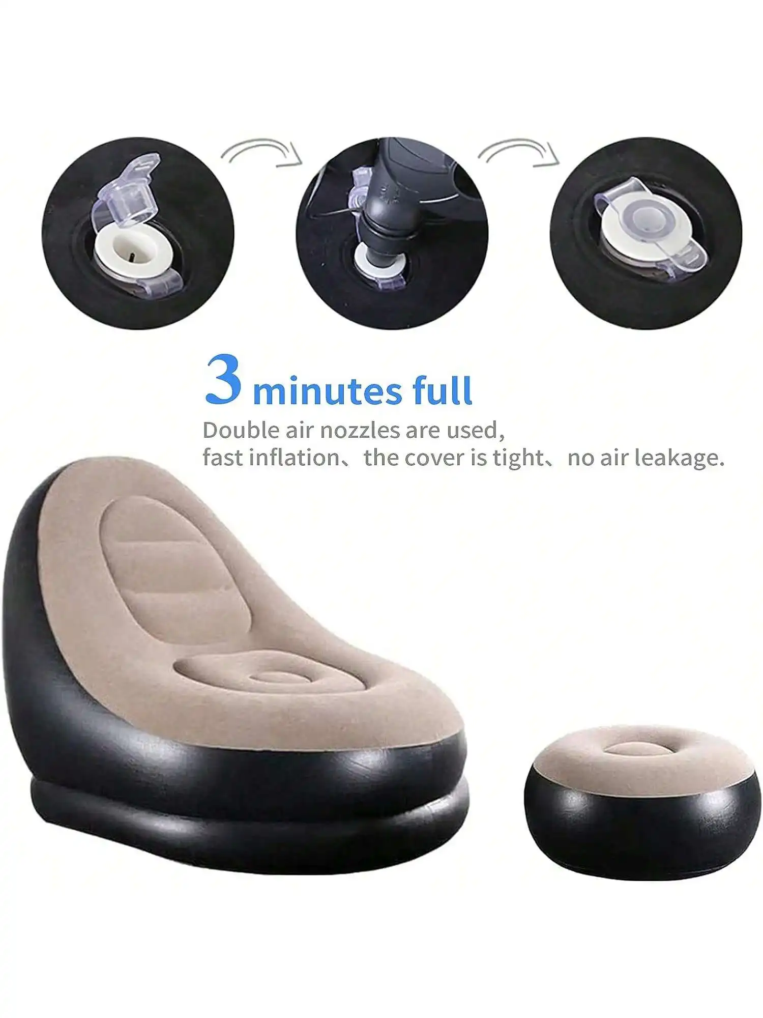 New Inflatable Plush Sofa For Lazy People Foldable Foot Sofa Bed Outdoor Convenient Lying Chair With Feet Bench Hot