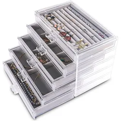 Clear Acrylic Jewelry Box Luxury Five Layer Drawer Style Exquisite Organizer Jewelry Storage Box Fashion Packaging Supplies