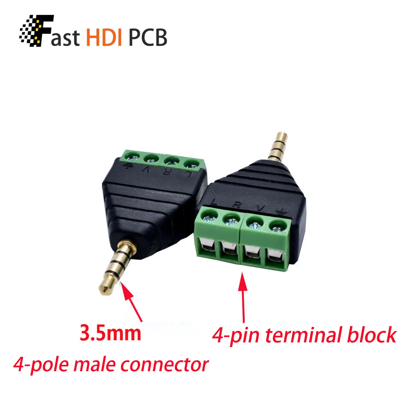3.5mm TRRS Solderless Male Plug 4 Pole Gold Plated Audio Connector Screw Terminal for Headset with Microphone, DIY Cable Repair