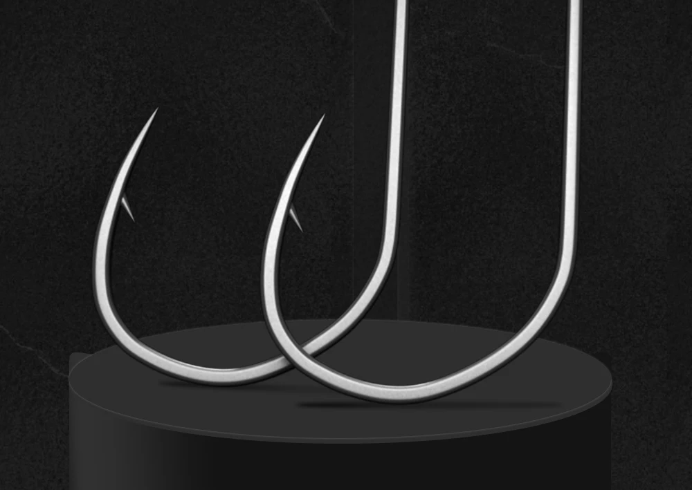 NGB 20 Stück Angelhaken mit Widerhaken, Angelzubehör, Großes Auge, Scharfe Einzelhaken aus Hochkarbon-Stahl, Karpfenzubehör – Detail 2