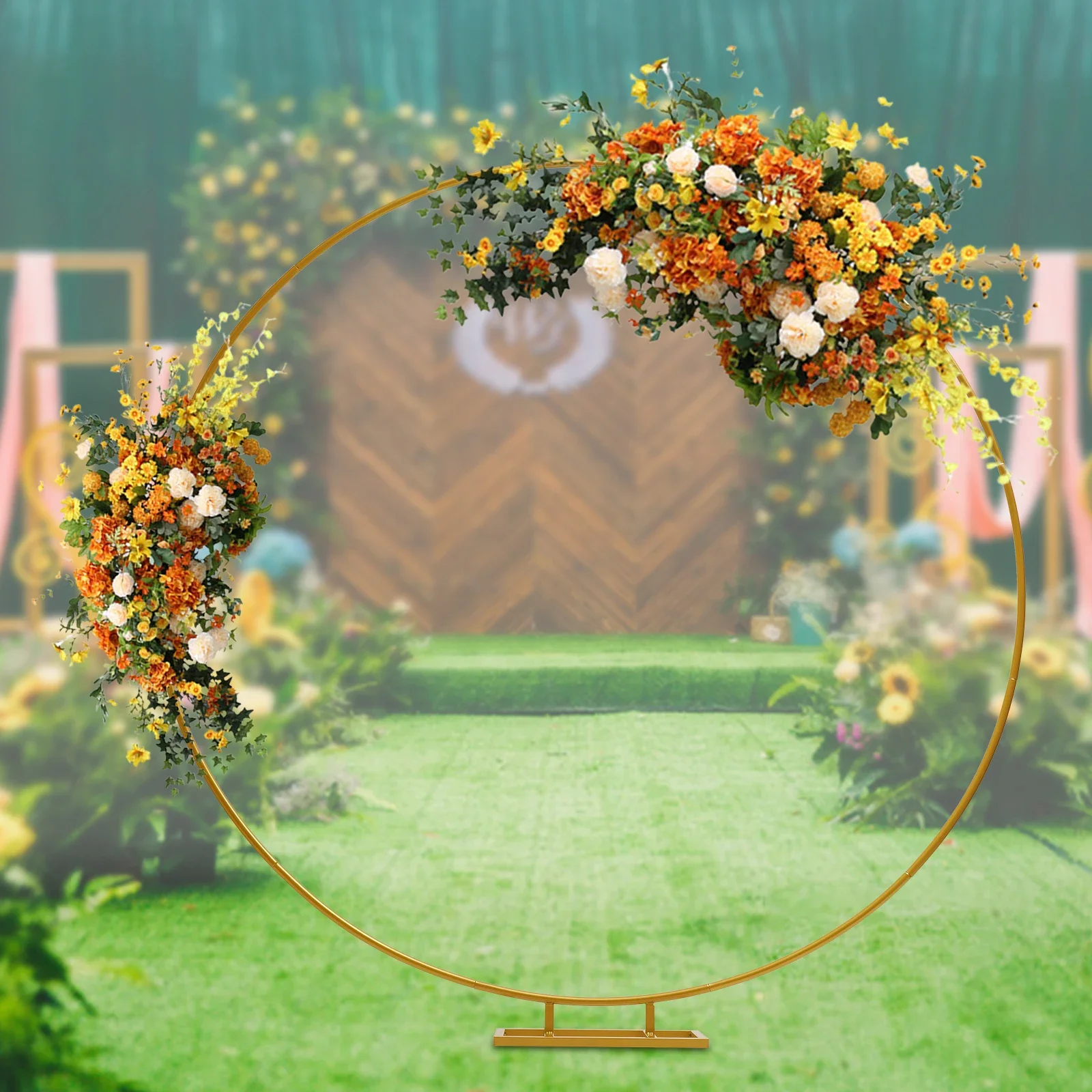 1.2/1.5/2.1M Balloon Round Arch Backdrop Flower Display Set Stand Hold Mental Frame Kit Birthday Wedding Party Decor