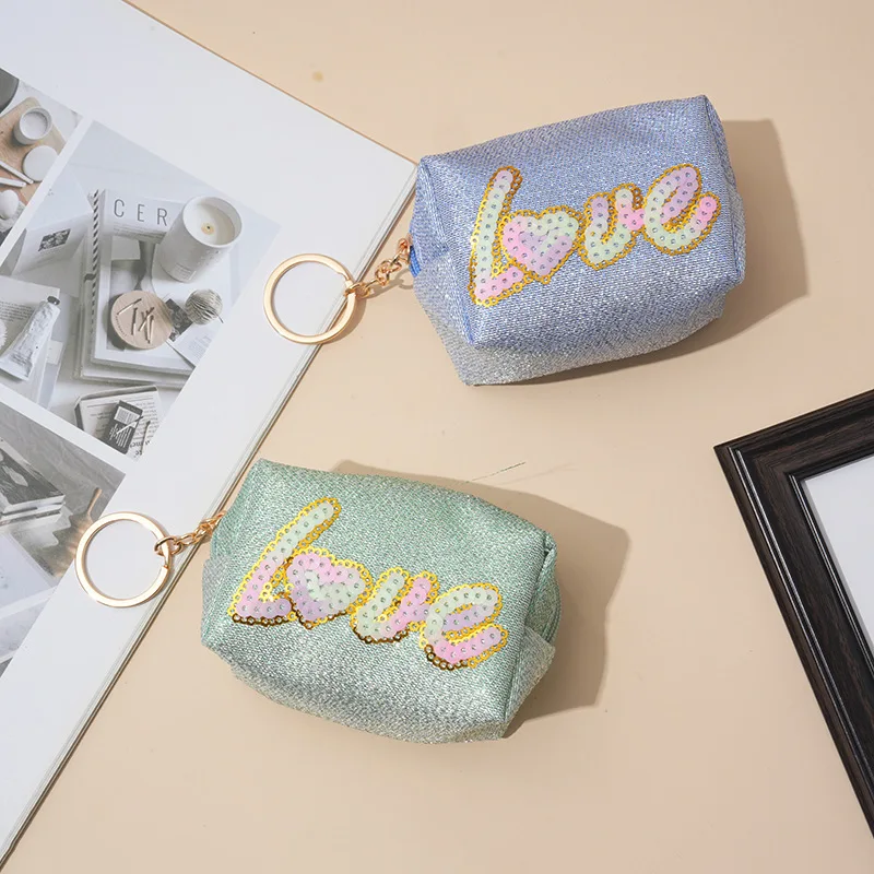 Mini Bag Portable Keychain Bag Headphone Case Sequin Small Wallet For Girls Women Party
