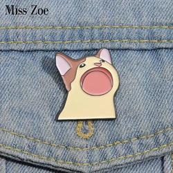 Cat Meme Enamel Pins Custom Funny Animal Kitten Open Mouth Brooches Lapel Badges Cute Cartoon Jewelry Gift for Kids Friends