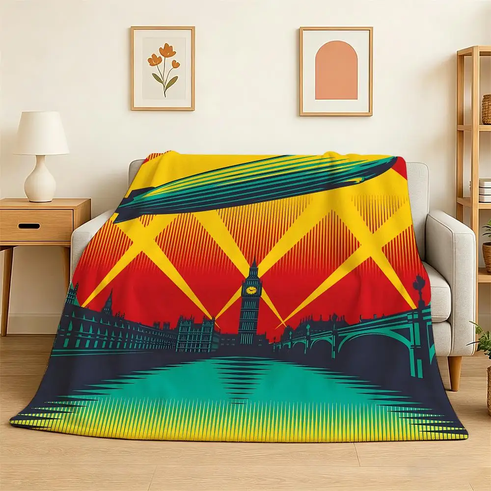 Band Led Zeppelin Throw 240g Flannel Blanket Lightweight Soft Skin-friendly Summer Thin Throw Blanket